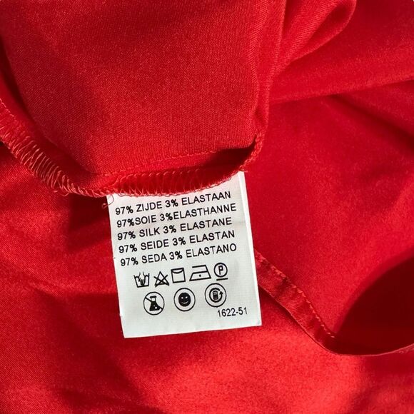 Caroline Biss Red Silk Blouse Women’s Size 40 (US 8) Long Sleeve Classic Elegant - Picture 6 of 6
